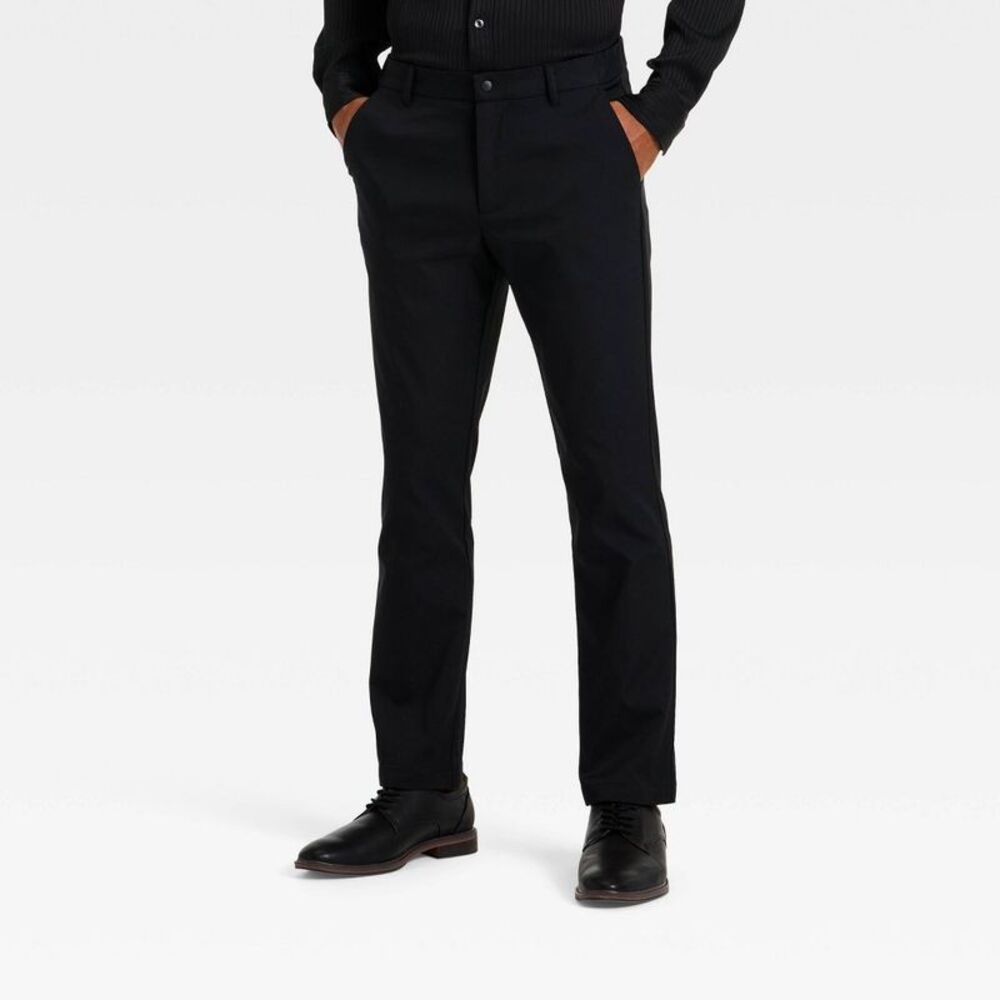 Men's Modern Slim Straight Fit Trousers - Goodfellow & Co Black XXL